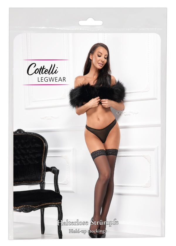 Cottelli LEGWEAR hold-up kousen met kantrand - Zwart - Cottelli LEGWEAR - SKU: 25206801641