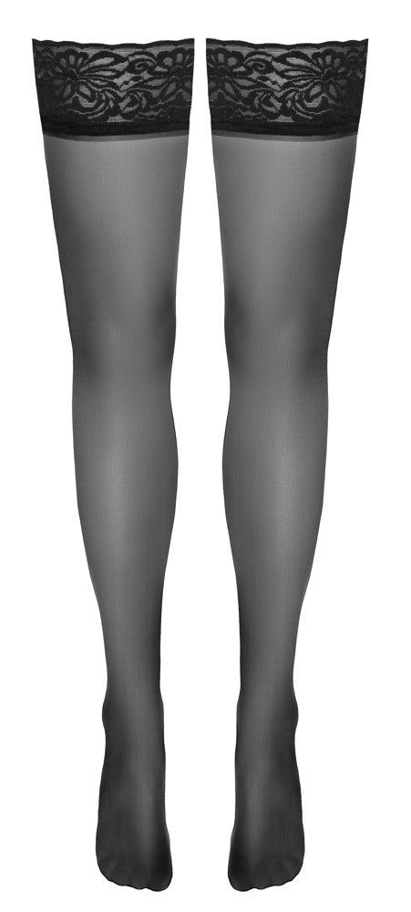 Cottelli LEGWEAR Hold-up kousen met naad en kant - Zwart - Cottelli LEGWEAR - SKU: 25207021601