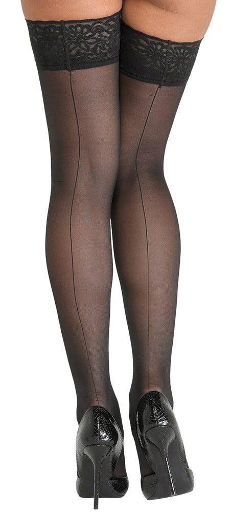 Cottelli LEGWEAR Overval stockings met naad - Zwart - Cottelli LEGWEAR - SKU: 25207021601