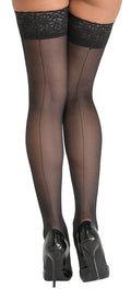 Cottelli LEGWEAR Hold-up kousen met naad en kant - Zwart