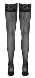 Cottelli LEGWEAR Jarretel set met mesh en stippen - Zwart