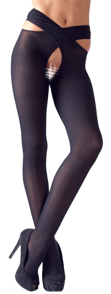 Cottelli LEGWEAR Stockings met heupband kruislings - Zwart - Cottelli LEGWEAR - SKU: 25300581111
