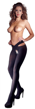Cottelli LEGWEAR Stockings met heupband kruislings - Zwart