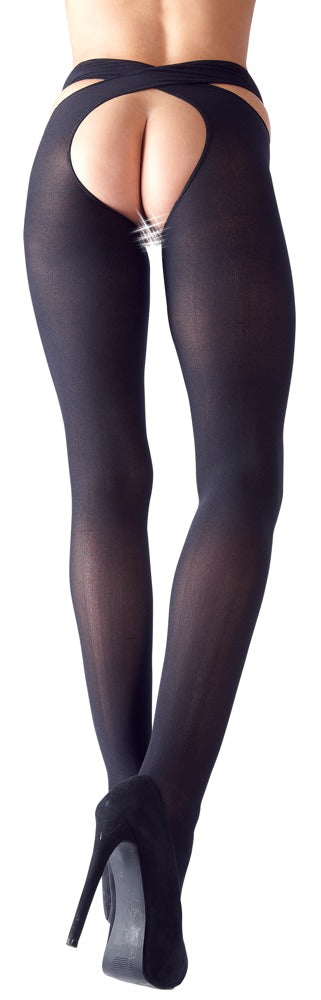 Cottelli LEGWEAR Stockings met heupband kruislings - Zwart