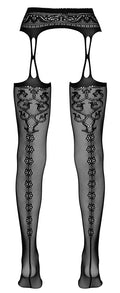 Cottelli LEGWEAR Jarretel panty open kruis - Zwart