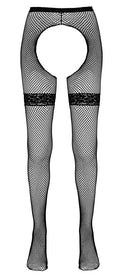 Cottelli LEGWEAR Jarretel panty met open kruis - Zwart