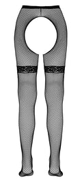 Cottelli LEGWEAR Jarretel panty met open kruis - Zwart