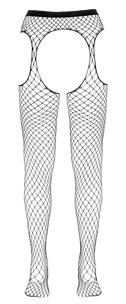 Cottelli LEGWEAR Jarretel panty met hekwerknet - Zwart - Cottelli LEGWEAR - SKU: 25301551101