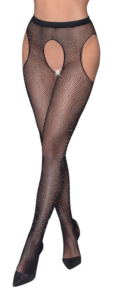 Cottelli LEGWEAR Jarretel panty - Zwart - Cottelli LEGWEAR - SKU: 25302951101