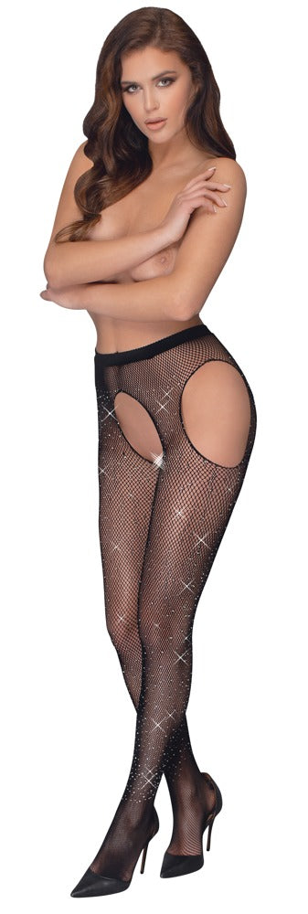 Cottelli LEGWEAR Jarretel panty - Zwart - Cottelli LEGWEAR - SKU: 25302951101