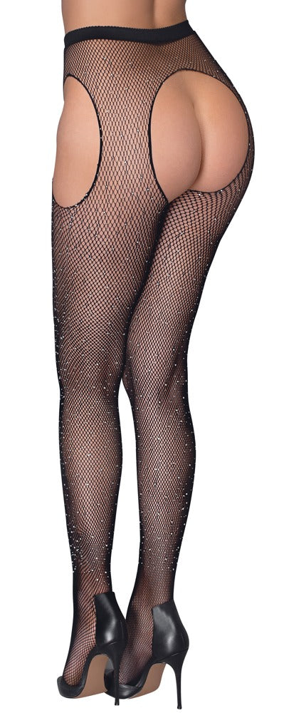 Cottelli LEGWEAR Jarretel panty - Zwart - Cottelli LEGWEAR - SKU: 25302951101