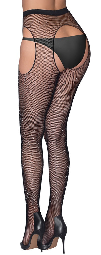 Cottelli LEGWEAR Jarretel panty - Zwart - Cottelli LEGWEAR - SKU: 25302951101