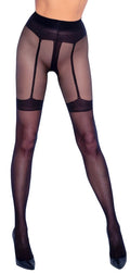 Cottelli LEGWEAR Panty kruisloos met jarretelgordel - Zwart