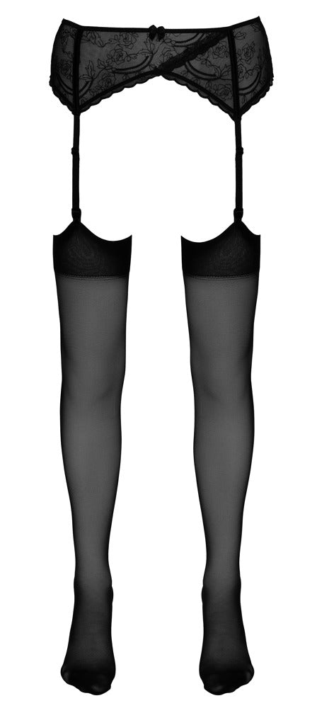 Cottelli LEGWEAR Stockings fluweelzacht met klassiek bovenstuk - Zwart - Cottelli LEGWEAR - SKU: 25401421601