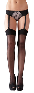 Cottelli LEGWEAR Stockings fluweelzacht met klassiek bovenstuk - Zwart