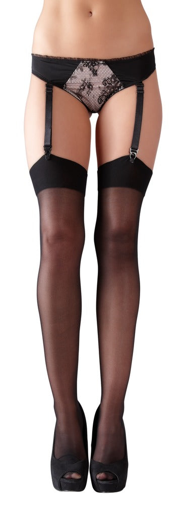 Cottelli LEGWEAR Stockings fluweelzacht met klassiek bovenstuk - Zwart