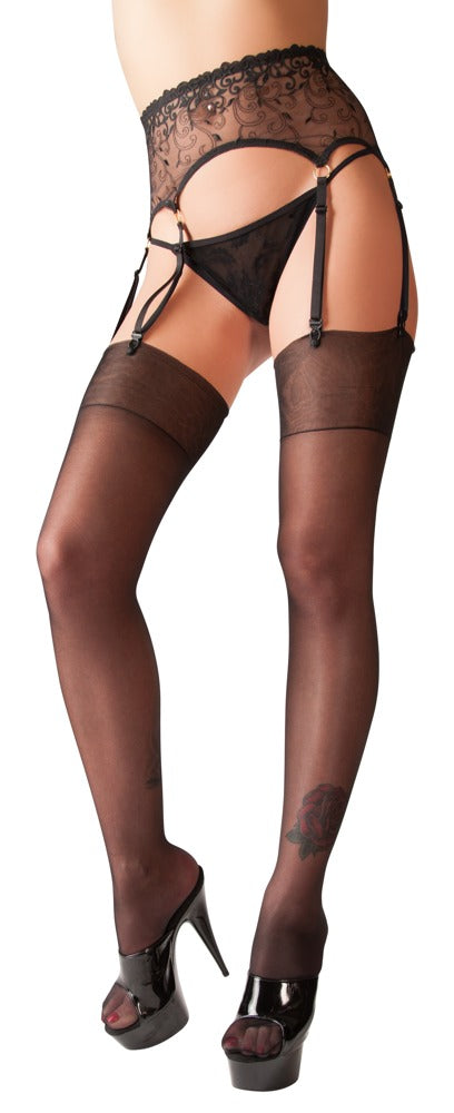 Cottelli LEGWEAR fluweelzachte kousen Stockings - Zwart - Cottelli LEGWEAR - SKU: 25402581601