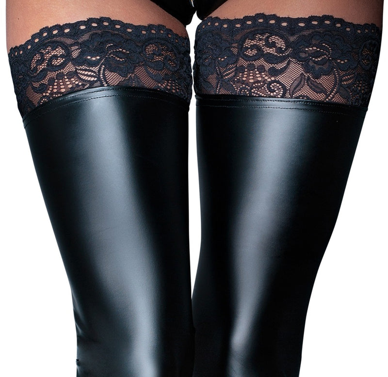 Noir Stocking met kant en silicone voering - Zwart