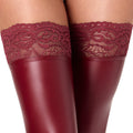 Noir dijhoge stockings met kant - Rood
