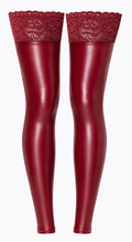 Noir dijhoge stockings met kant - Rood