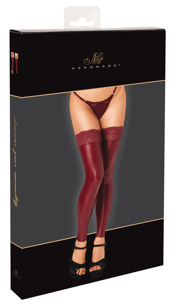 Noir dijhoge stockings met kant - Rood