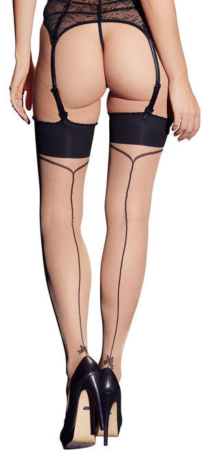 Cottelli LEGWEAR stockings met strik - Huidskleur Licht
