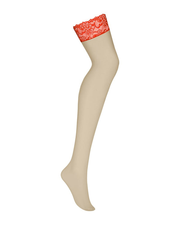 Obsessive stockings met kant - Rood - Obsessive - SKU: 25404443131