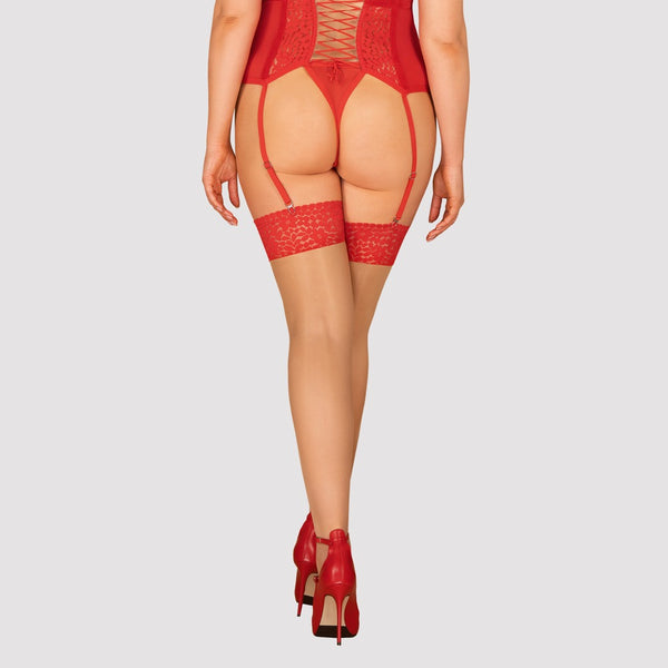 Obsessive Blossmina kousen - Rood - Obsessive - SKU: 25404523991