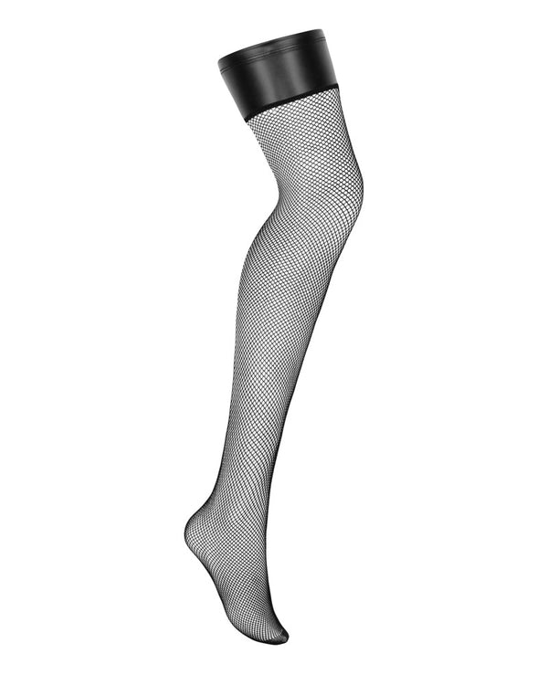 Obsessive Stocking visnet met leerlook - Zwart - Obsessive - SKU: 25404601111