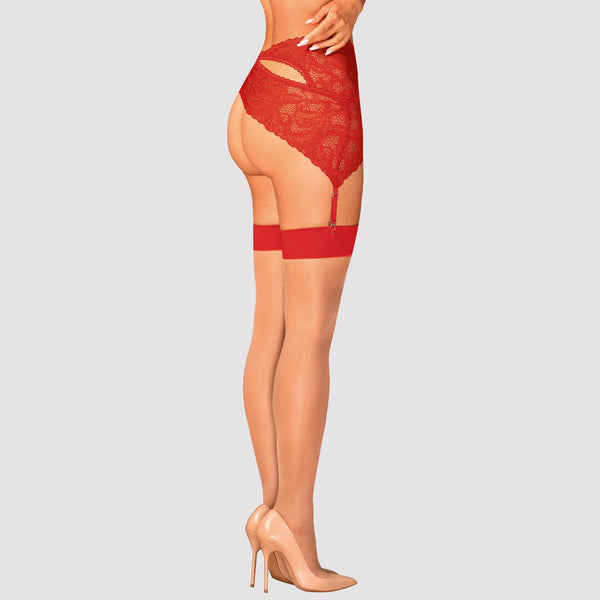 Obsessive Stocking met rode accenten - Rood - Obsessive - SKU: 25406493111