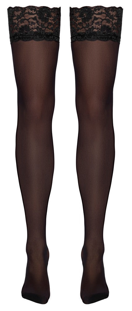 Cottelli LEGWEAR fluweelzachte stockings - Zwart - Cottelli LEGWEAR - SKU: 25407891021
