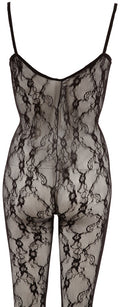 NO:XQSE Catsuit met kant en open kruis - Zwart