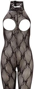 NO:XQSE Catsuit open buste met klittenband - Zwart