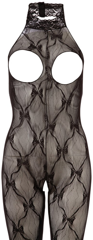 NO:XQSE Catsuit open buste met klittenband - Zwart