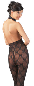 NO:XQSE Catsuit open buste met klittenband - Zwart