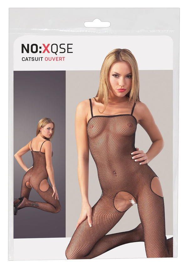 NO:XQSE Catsuit netkous met kijkgaten - Zwart - NO:XQSE - SKU: 25501211111