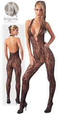 NO:XQSE Catsuit met parels en halternek - Zwart