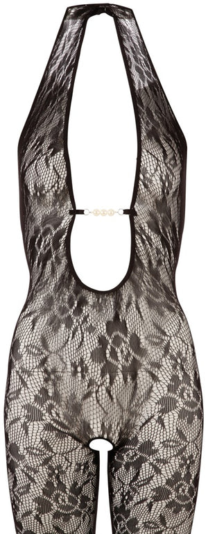 NO:XQSE Catsuit met parels en halternek - Zwart