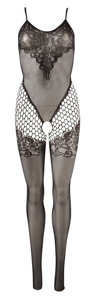 NO:XQSE Catsuit met kantpatroon en open kruis - Zwart - NO:XQSE - SKU: 25507681101