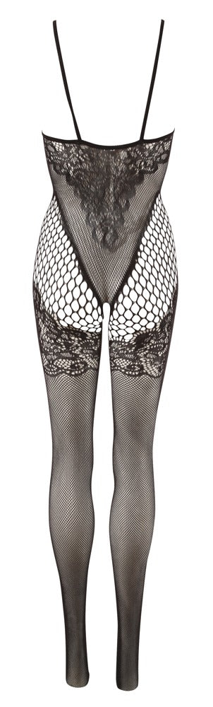 NO:XQSE Catsuit met kantpatroon en open kruis - Zwart - NO:XQSE - SKU: 25507681101