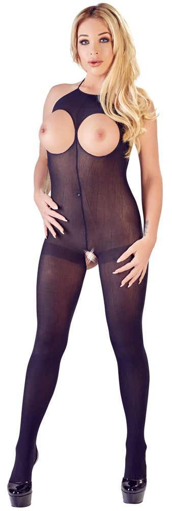 NO:XQSE Catsuit rugloos semitransparant - Zwart