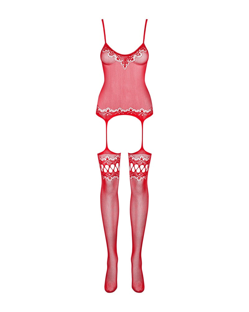 Obsessive Bodystocking met open kruis - Rood
