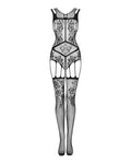 Obsessive Bodystocking open kruis met mesh - Zwart