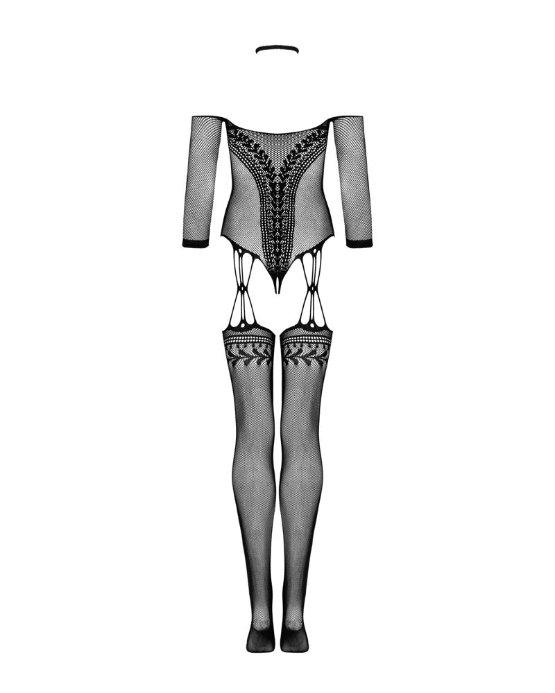 Obsessive Bodystocking met sensuele versieringen - Zwart