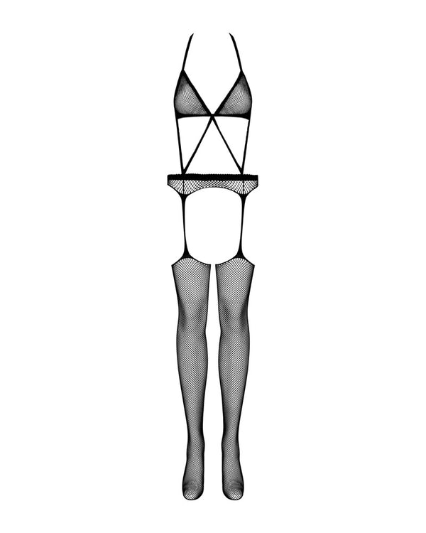 Obsessive Bodystocking met jarretelgordel en mesh - Zwart - Obsessive - SKU: 25517131101