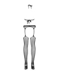 Obsessive Bodystocking met jarretelgordel en mesh - Zwart