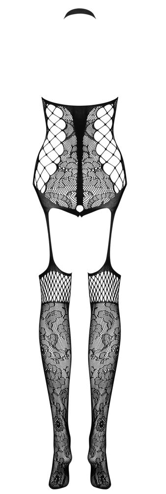Obsessive kruisloze catsuit met bloemen - Zwart - Obsessive - SKU: 25517991101