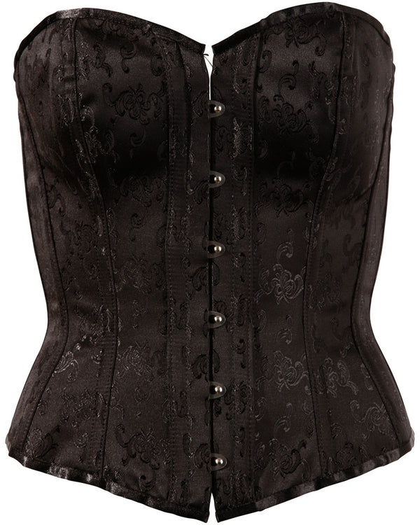 Cottelli PARTY corset met brokaatpatroon - Zwart - Cottelli PARTY - SKU: 26107361021