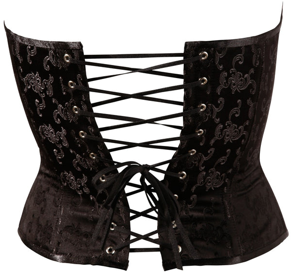 Cottelli PARTY corset met brokaatpatroon - Zwart - Cottelli PARTY - SKU: 26107361021