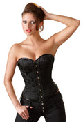 Cottelli PARTY Corset met brokaatpatroon en jarretels - Zwart